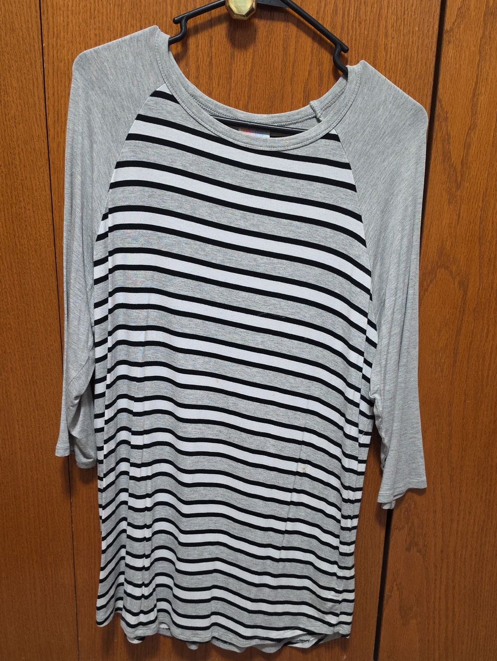 LuLaRoe Gray and Black Striped Tee